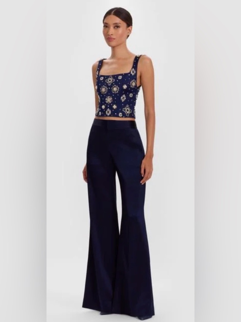 Alice + Olivia Shane Slouchy Wide-Leg Pants in Midnight Blue